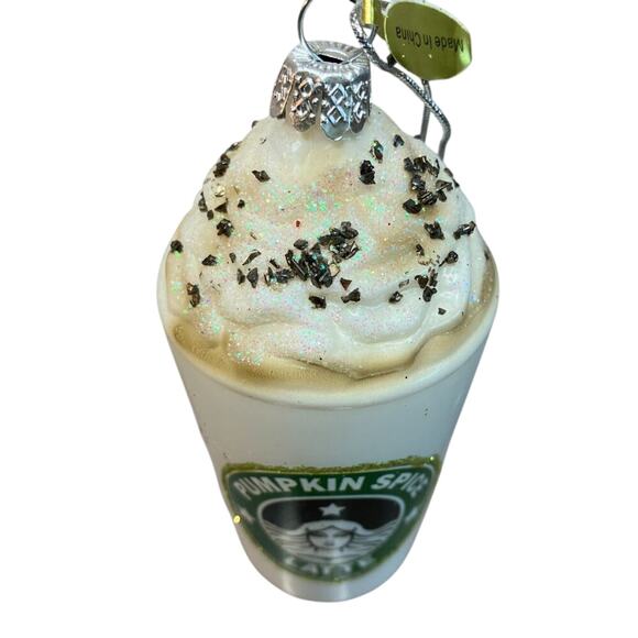 Pumpkin Spice Latte Ornament Handmade Glass by Cody Foster & Co - Picture 2 of 4